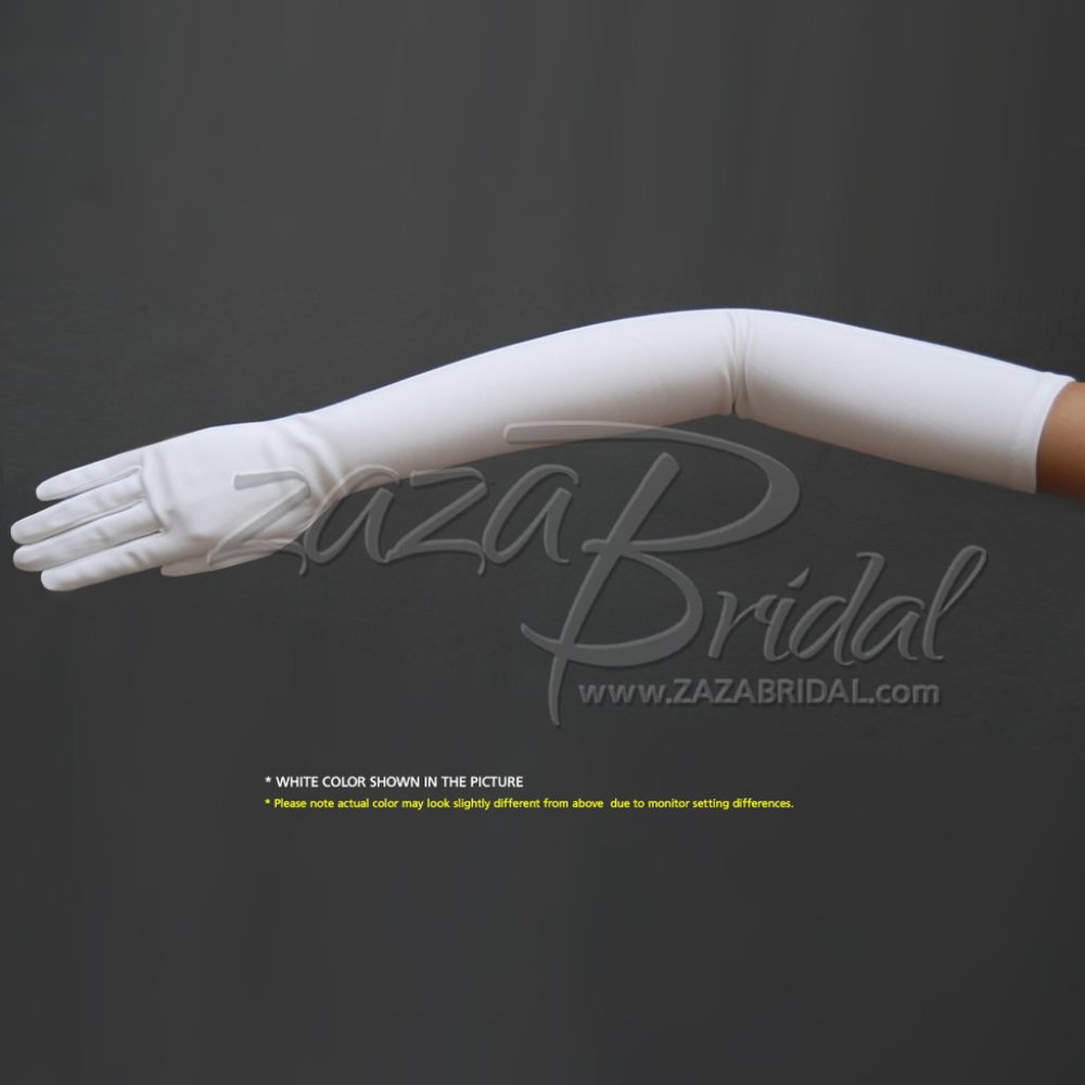 23.5″ Long Stretch Dull Matte Satin Gloves Opera Length / No Shine, Elegant Look